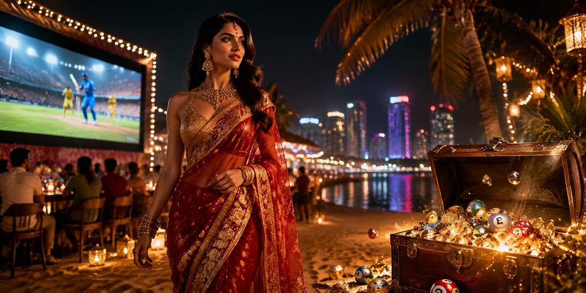 Indian woman balancing Rummy play and cricket betting